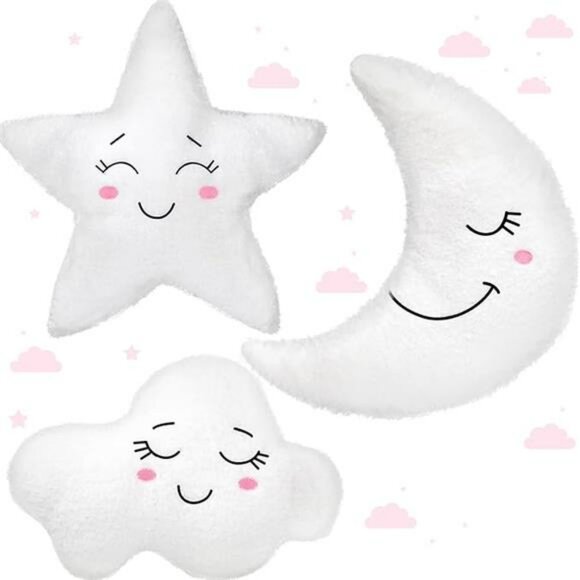 Moon Star Cloud Plush Pillow Set Soft Stuffed Cushion Nursery Kids Room Decor Gi - Picture 7 of 7